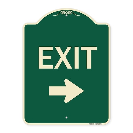 Signmission Parking Lot Exit Right Arrow Heavy-Gauge Aluminum Architectural Sign, 18" L, 24" H, G-1824-23421 A-DES-G-1824-23421